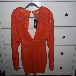 Brand NEW Fashion Nova Orange Sequins Dress